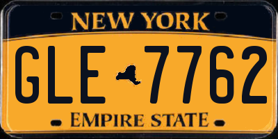 NY license plate GLE7762