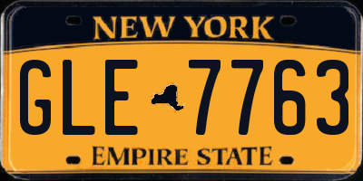 NY license plate GLE7763