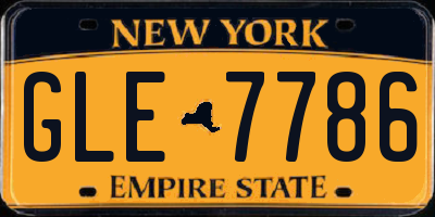 NY license plate GLE7786