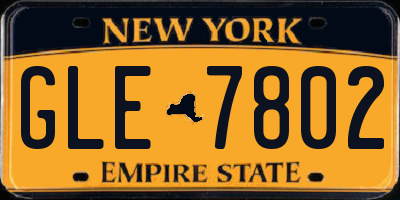 NY license plate GLE7802