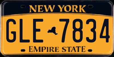 NY license plate GLE7834