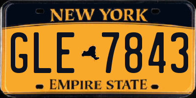 NY license plate GLE7843