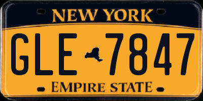 NY license plate GLE7847