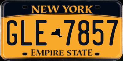 NY license plate GLE7857