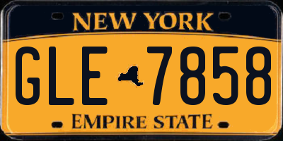 NY license plate GLE7858