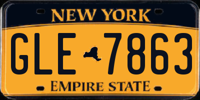 NY license plate GLE7863