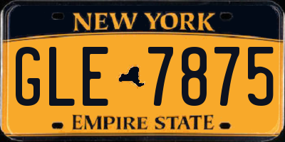 NY license plate GLE7875