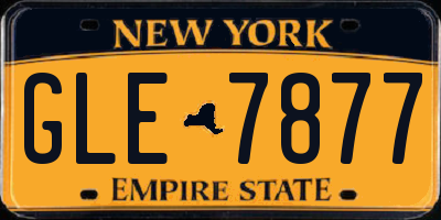 NY license plate GLE7877