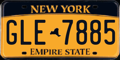 NY license plate GLE7885