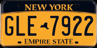 NY license plate GLE7922