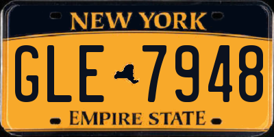 NY license plate GLE7948