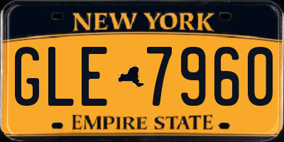 NY license plate GLE7960