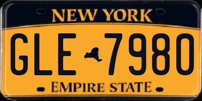 NY license plate GLE7980