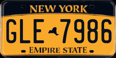 NY license plate GLE7986