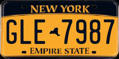 NY license plate GLE7987
