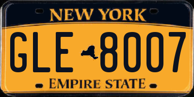 NY license plate GLE8007