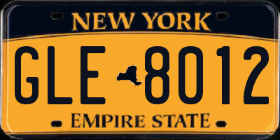 NY license plate GLE8012