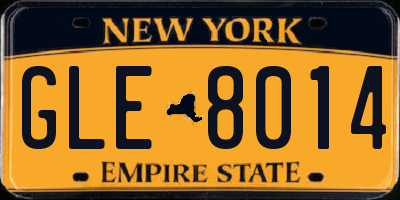 NY license plate GLE8014