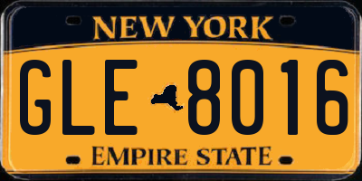 NY license plate GLE8016