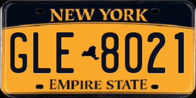 NY license plate GLE8021