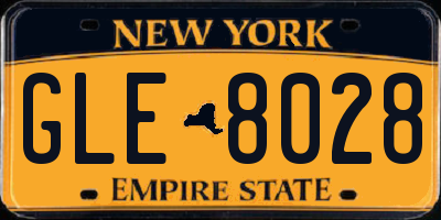 NY license plate GLE8028