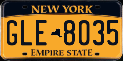 NY license plate GLE8035