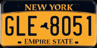 NY license plate GLE8051