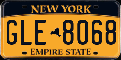 NY license plate GLE8068