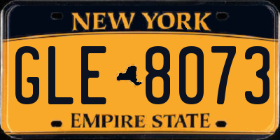 NY license plate GLE8073