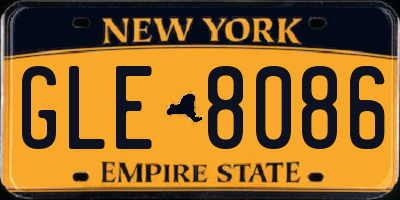 NY license plate GLE8086