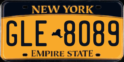 NY license plate GLE8089