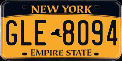 NY license plate GLE8094