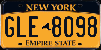 NY license plate GLE8098
