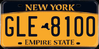 NY license plate GLE8100