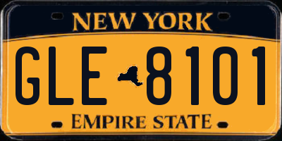 NY license plate GLE8101