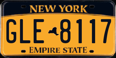 NY license plate GLE8117