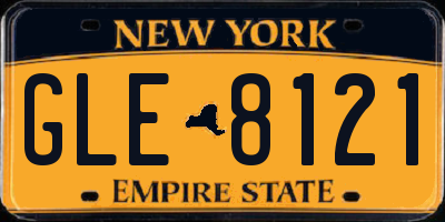 NY license plate GLE8121