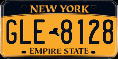 NY license plate GLE8128