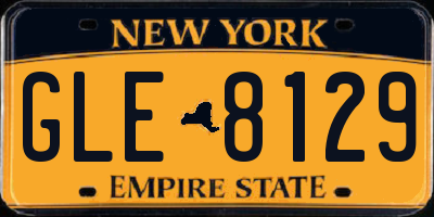 NY license plate GLE8129