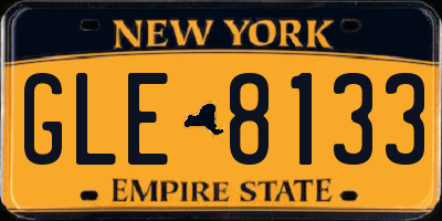 NY license plate GLE8133