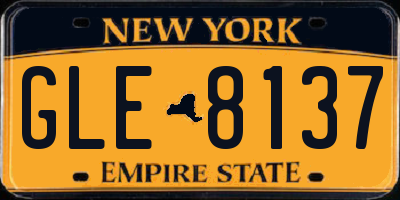 NY license plate GLE8137
