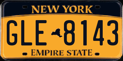 NY license plate GLE8143