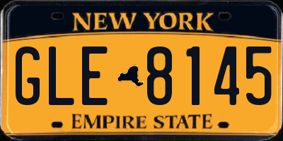 NY license plate GLE8145