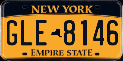 NY license plate GLE8146