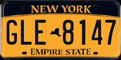 NY license plate GLE8147