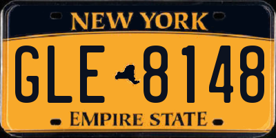 NY license plate GLE8148