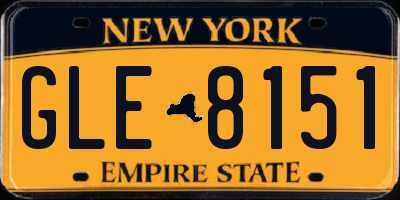 NY license plate GLE8151