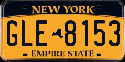 NY license plate GLE8153