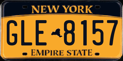 NY license plate GLE8157