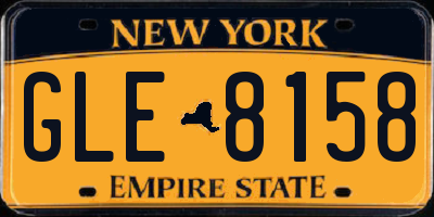 NY license plate GLE8158